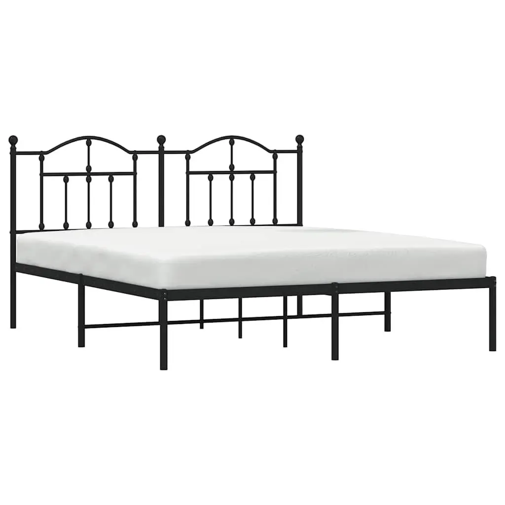 Metal Bed Frame Powder-coated Steel King 183x203 cm Black