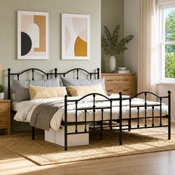 Sturdy King Size Metal Bed Frame 183x203 cm in Black