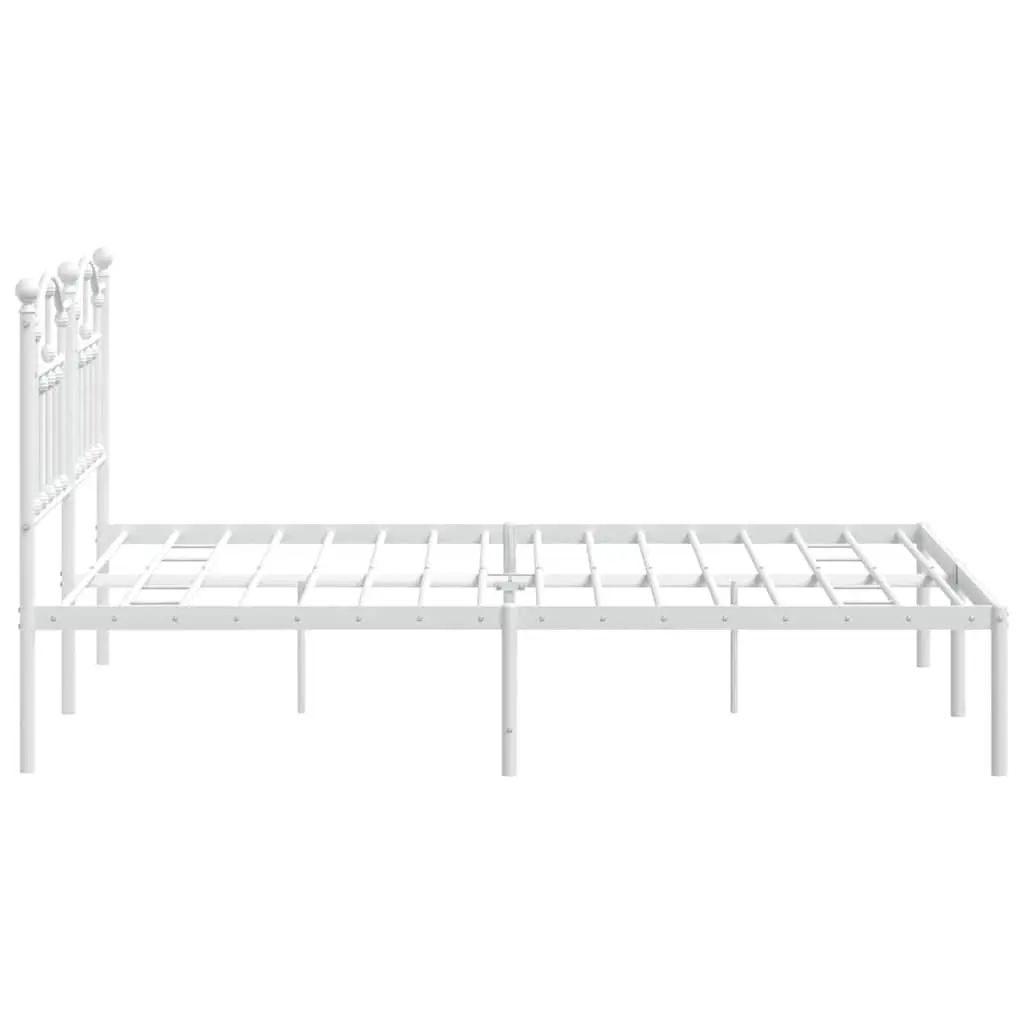 Metal Bed Frame Powder-coated Steel 135x190 cm White