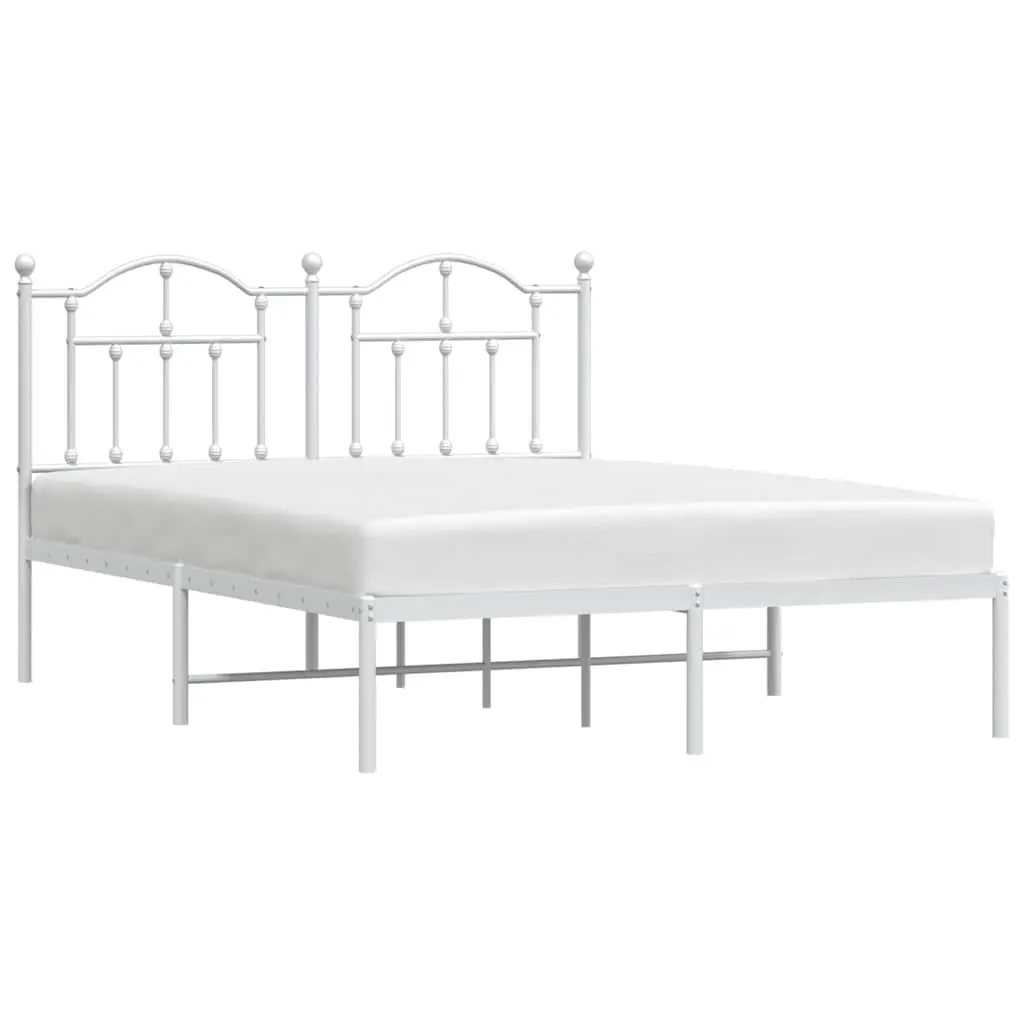 Metal Bed Frame Powder-coated Steel 135x190 cm White