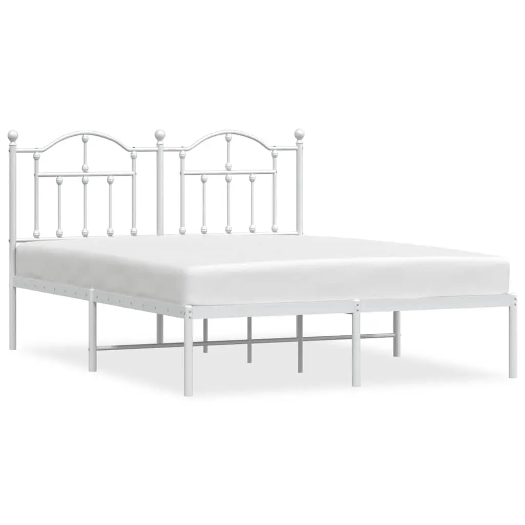 Metal Bed Frame Powder-coated Steel 150x200 cm White