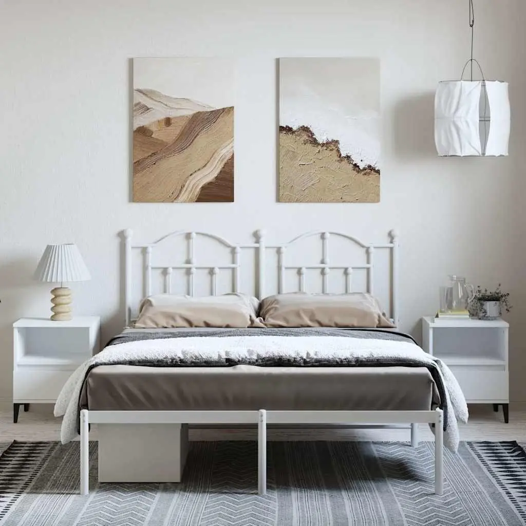 Metal Bed Frame Powder-coated Steel 150x200 cm White