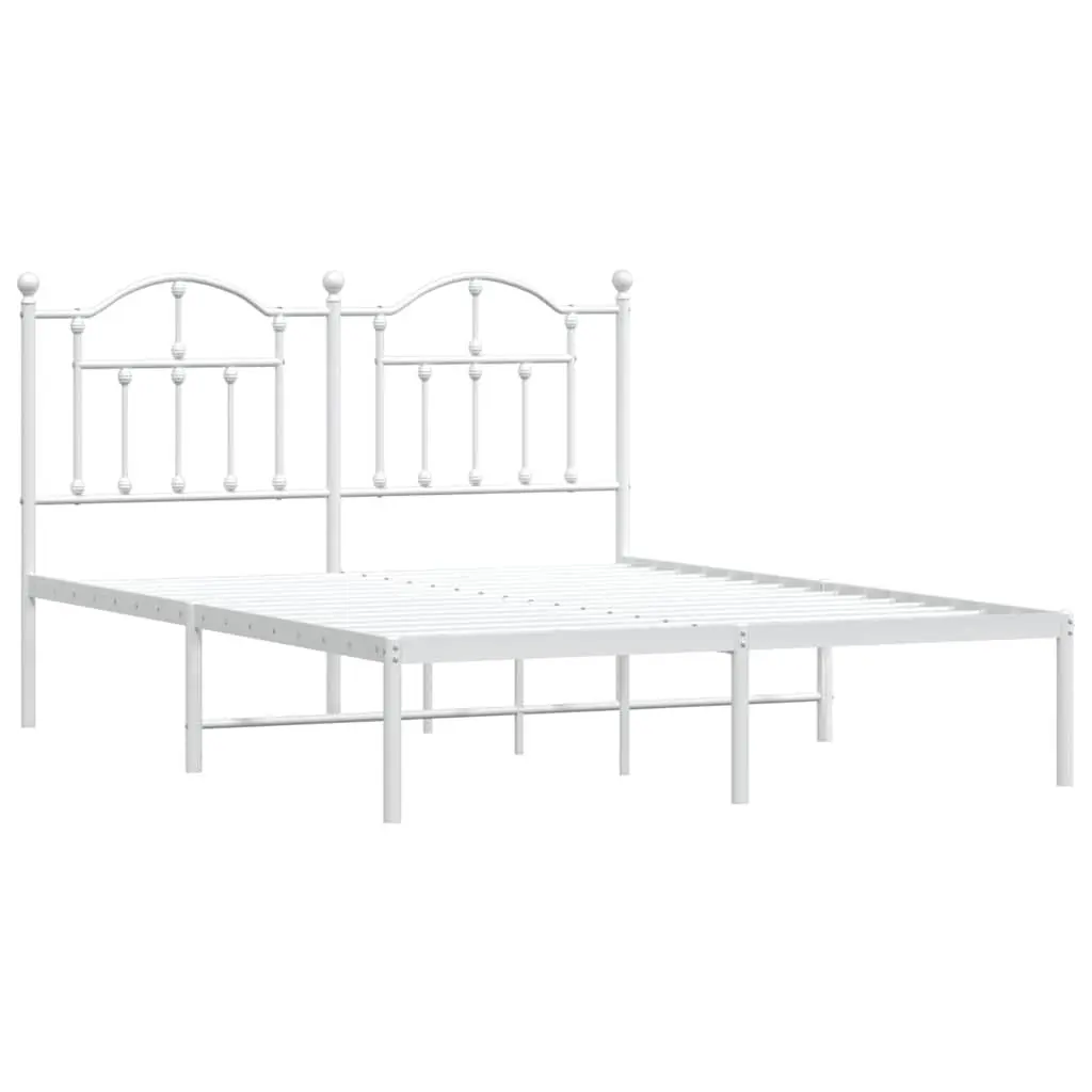 Metal Bed Frame Powder-coated Steel 150x200 cm White