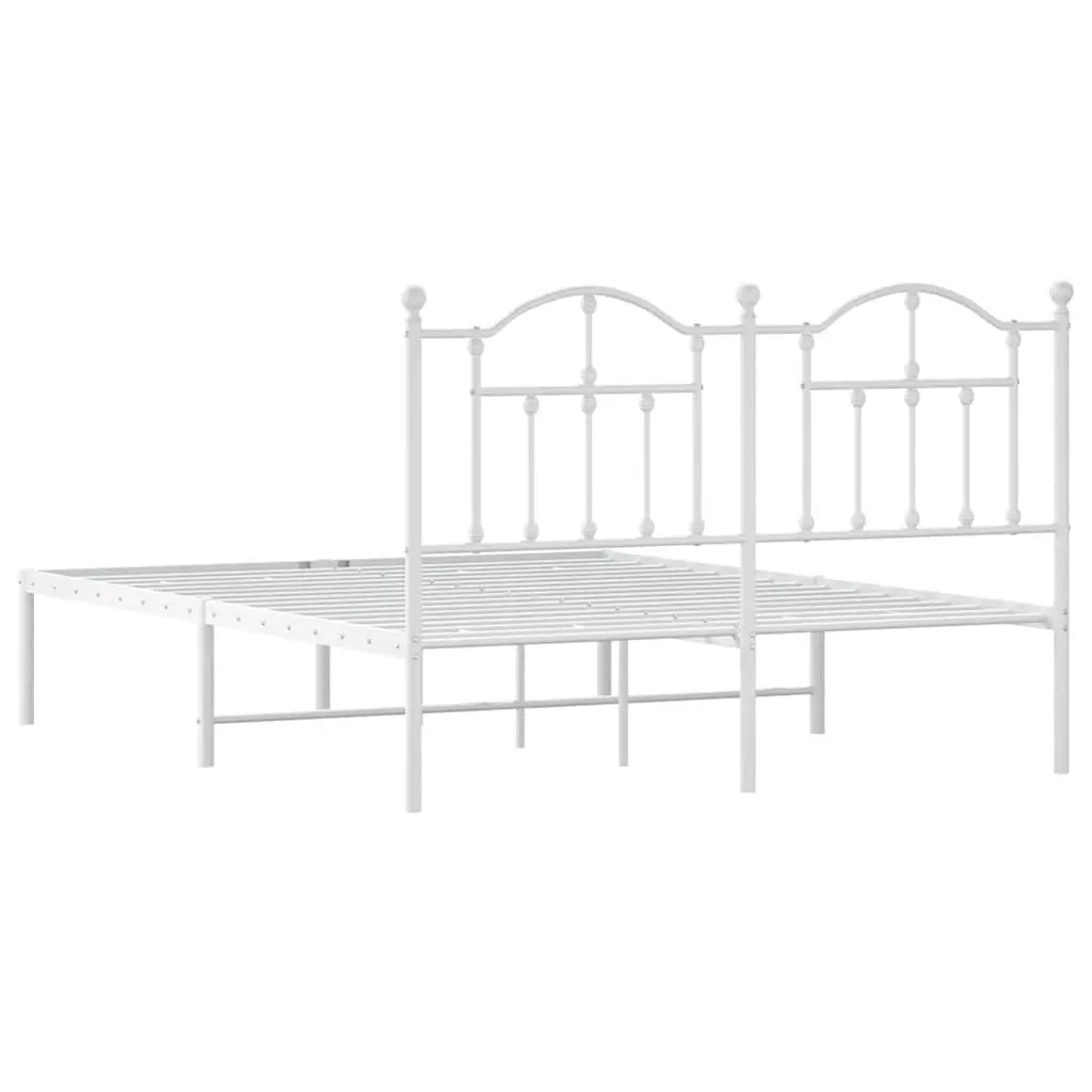 Metal Bed Frame Powder-coated Steel 150x200 cm White