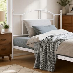 Durable White Metal Headboard 107cm Bedroom Accessory
