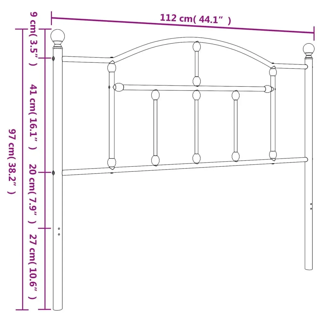 White Metal Headboard 107cm Bedroom Accessory