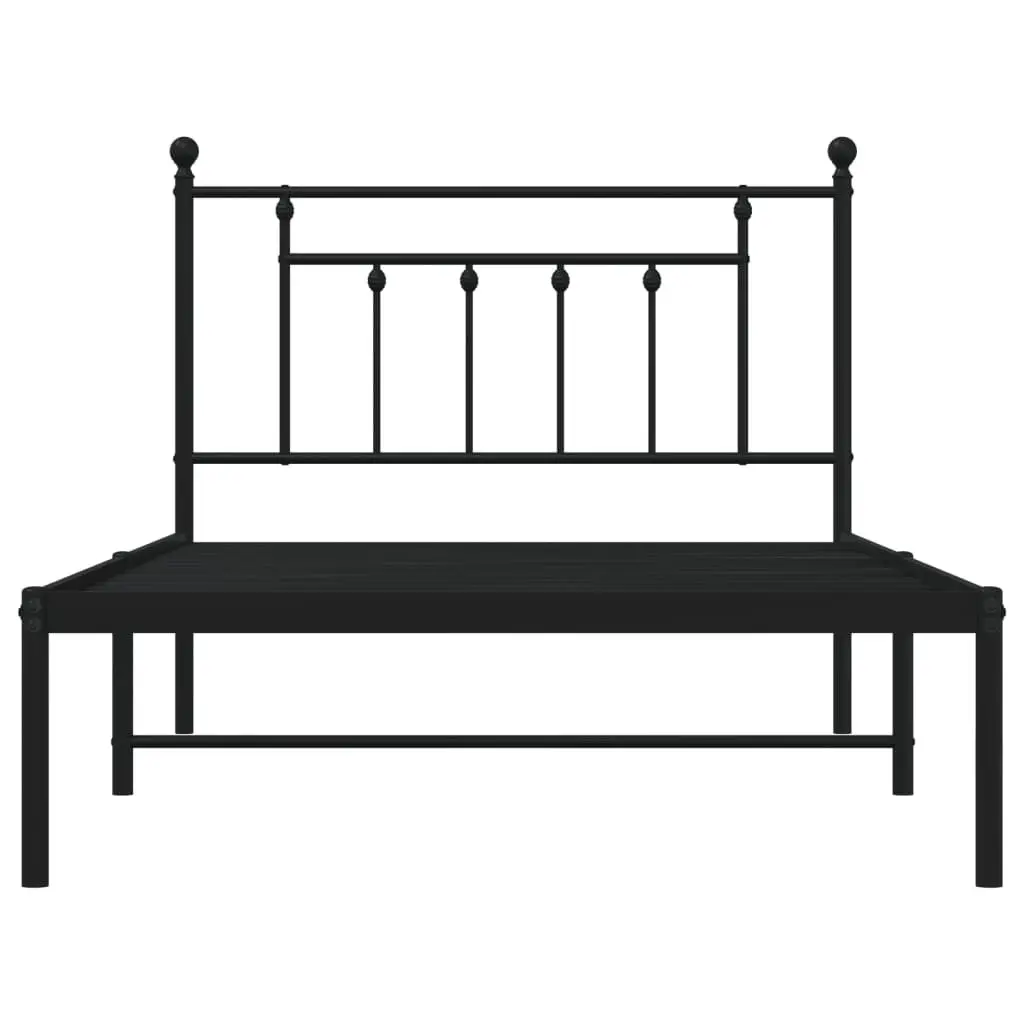 Black Metal Bed Frame with Headboard 107x203cm