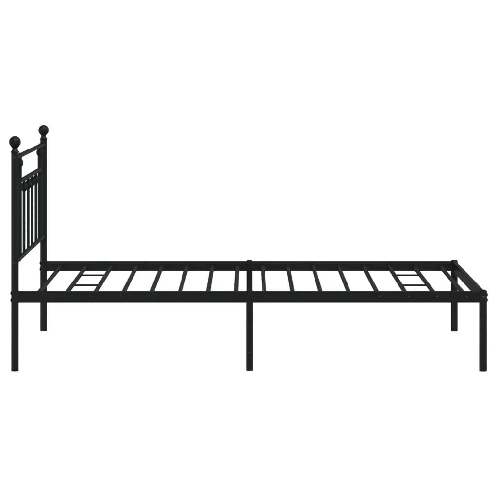 Black Metal Bed Frame with Headboard 107x203cm