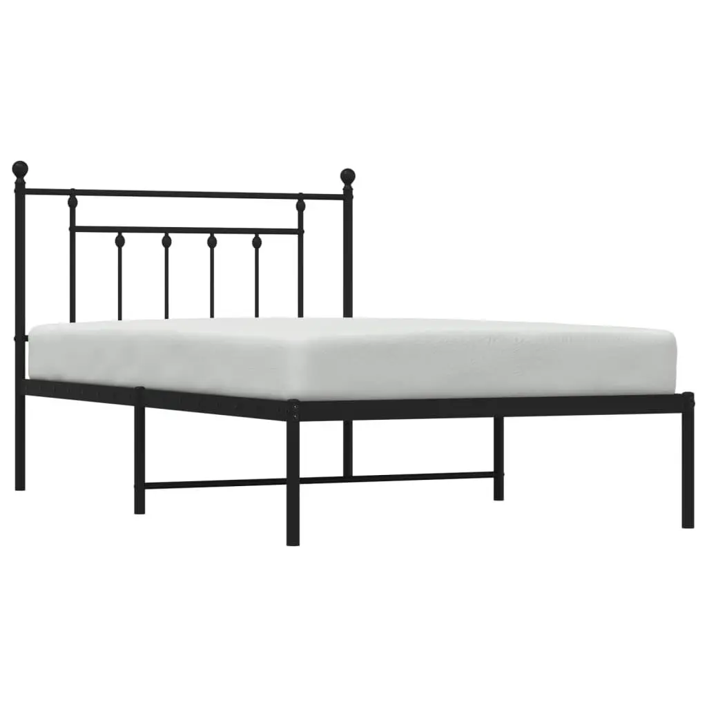 Black Metal Bed Frame with Headboard 107x203cm