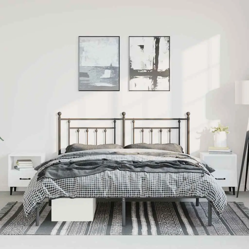 Metal Bed Frame Powder-coated Steel 135x190 cm Black