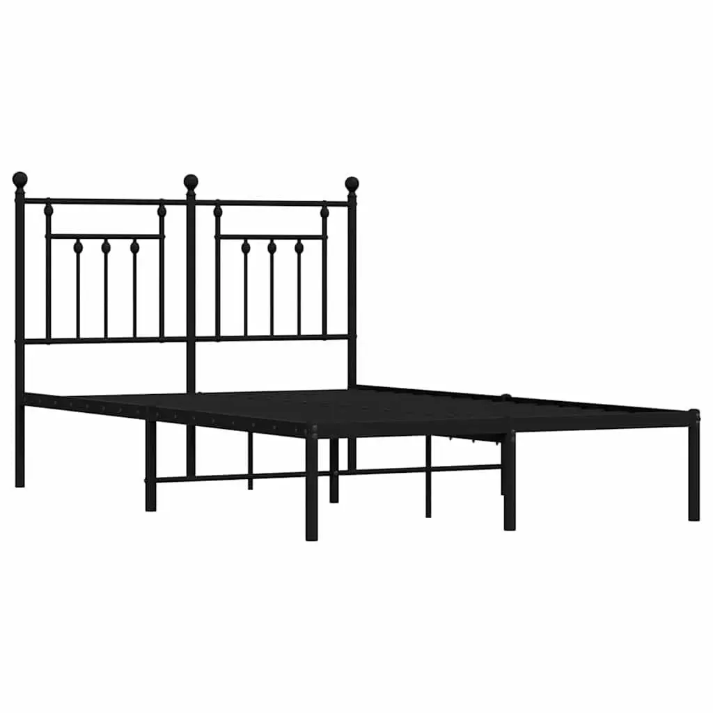 Metal Bed Frame Powder-coated Steel 135x190 cm Black