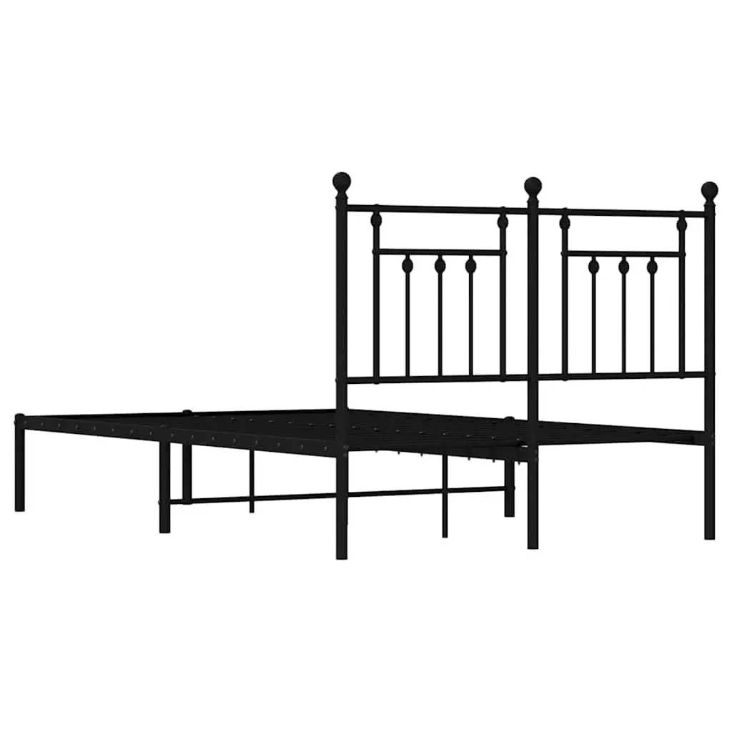 Metal Bed Frame Powder-coated Steel 135x190 cm Black