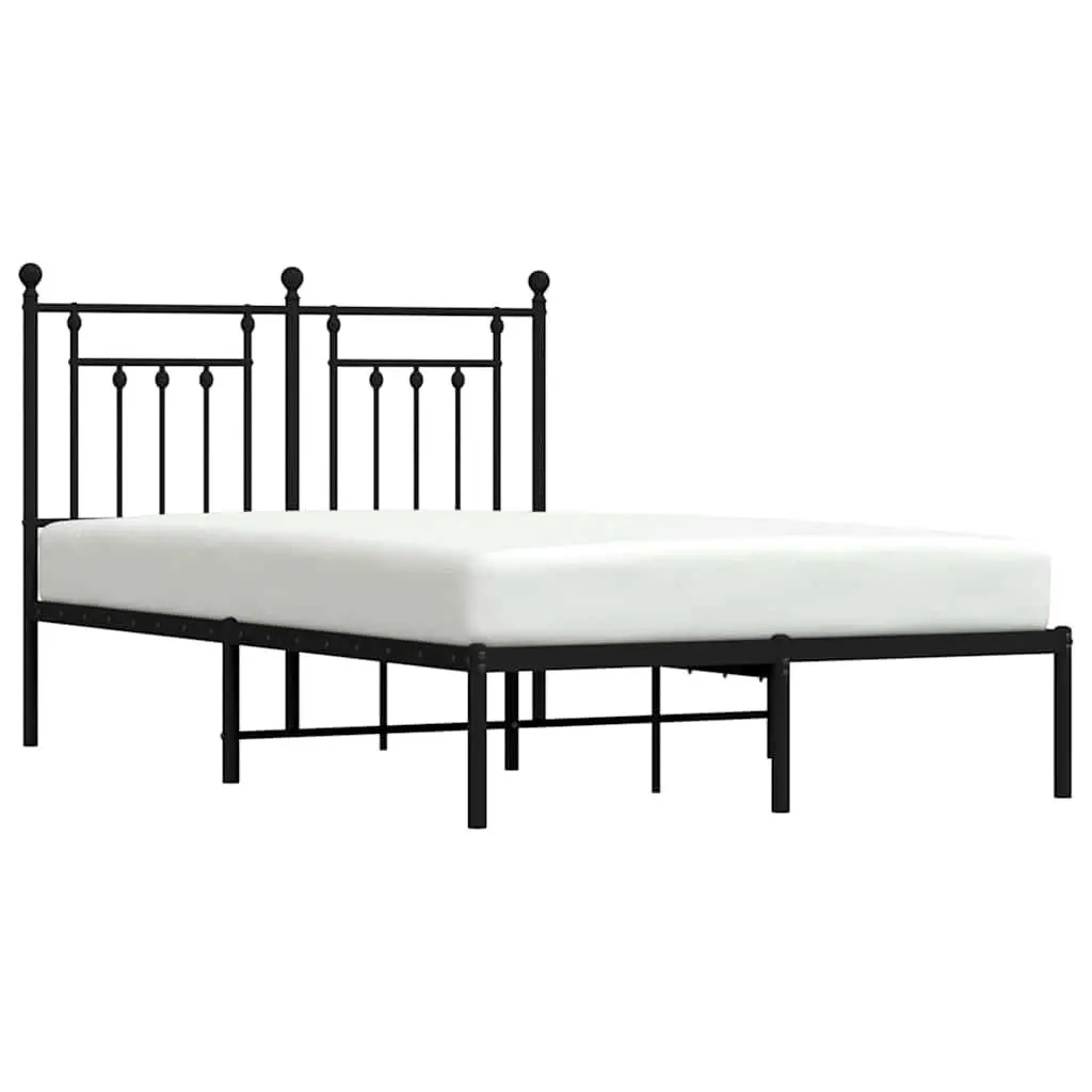 Metal Bed Frame Powder-coated Steel 135x190 cm Black