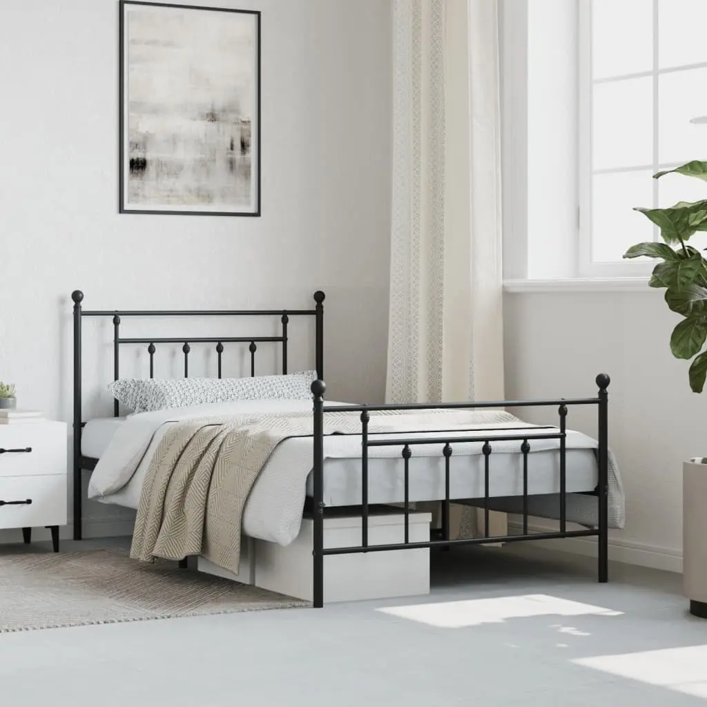 King Single Metal Bed Frame 107x203cm Black