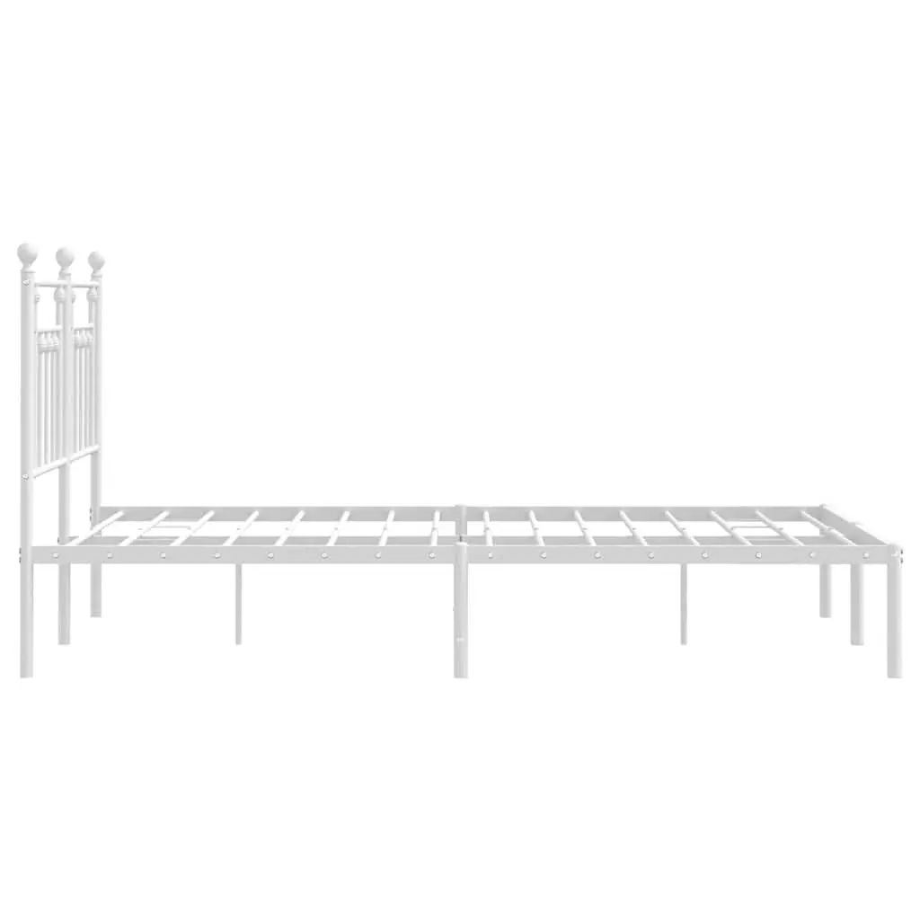 White Metal Bed Frame with Headboard 150x200 cm