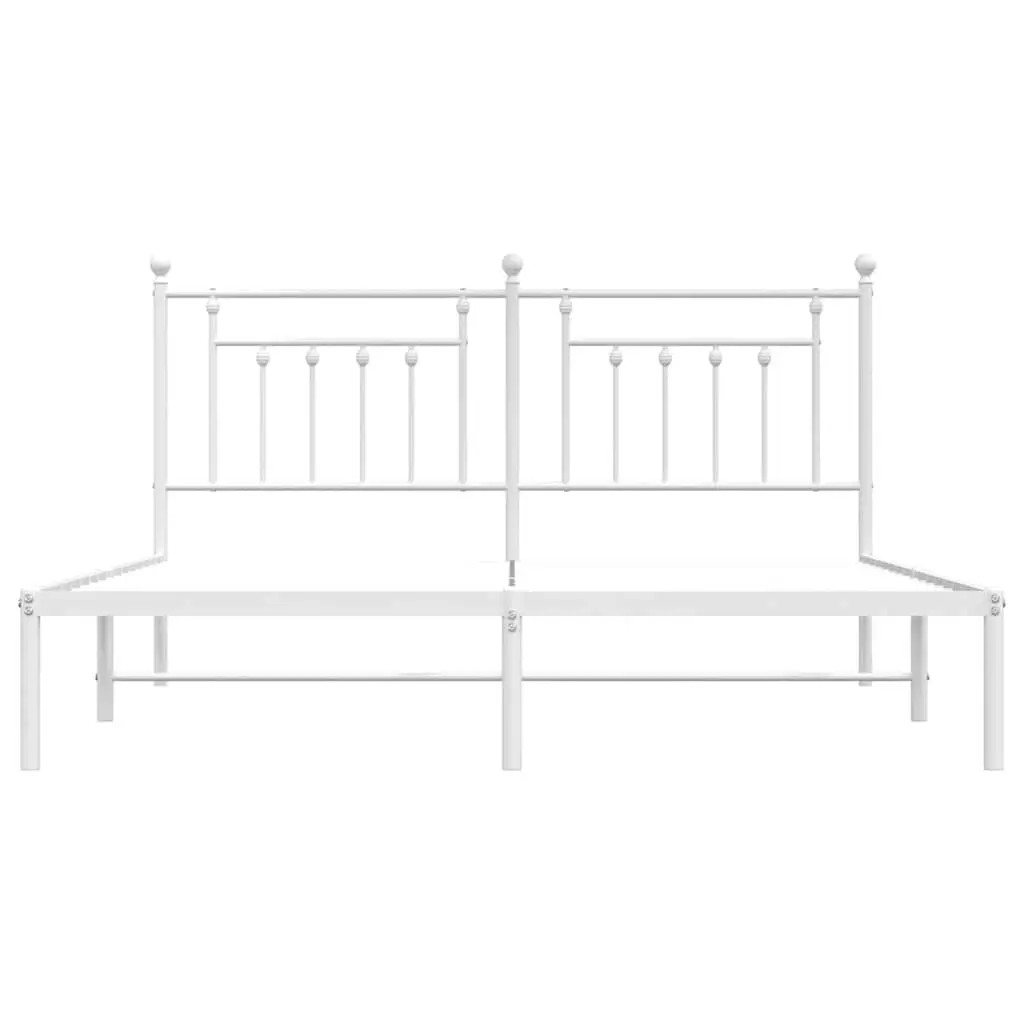 Metal Bed Frame King Size Powder-coated Steel White