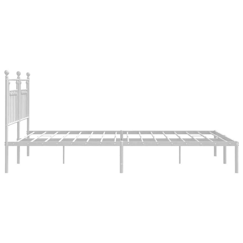 Metal Bed Frame King Size Powder-coated Steel White