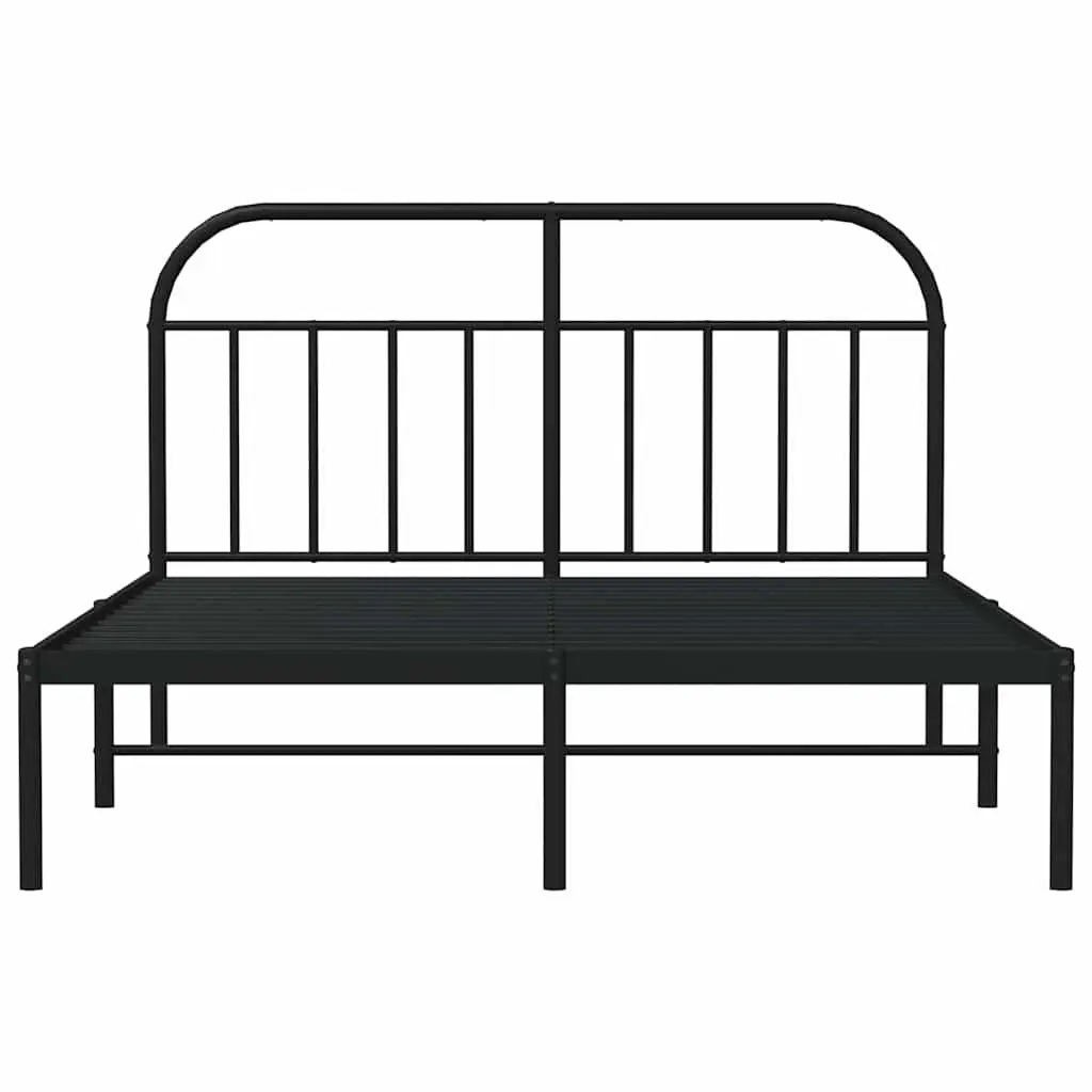 Black Metal Bed Frame 150x200 cm with Headboard