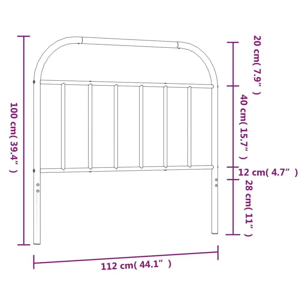 Metal Headboard Powder-coated Steel 107cm Black