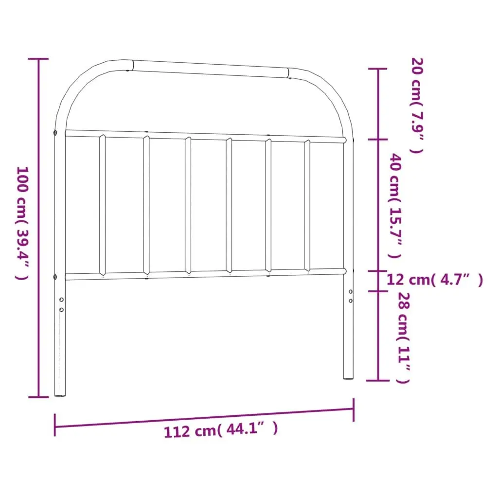 White Metal Headboard 107 cm for Bedroom