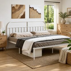 Durable White Metal Headboard 180cm for Your Bed
