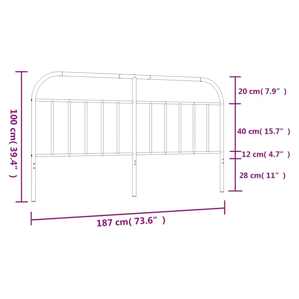 Metal Headboard Powder-coated Steel 180cm White