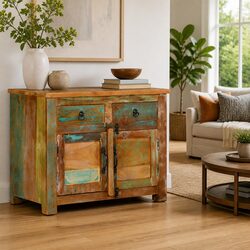Sturdy Solid Wood Reclaimed Sideboard 68x35x55 cm