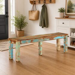 Solid Reclaimed Wood Bench 160x35x46cm for Indoor Use
