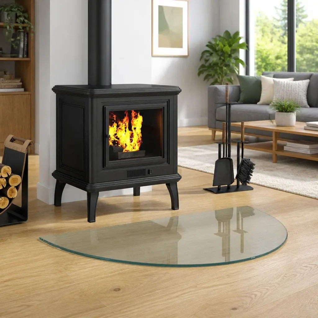 Fireplace Hearth Pad Tempered Glass 800 x 500 mm Transparent