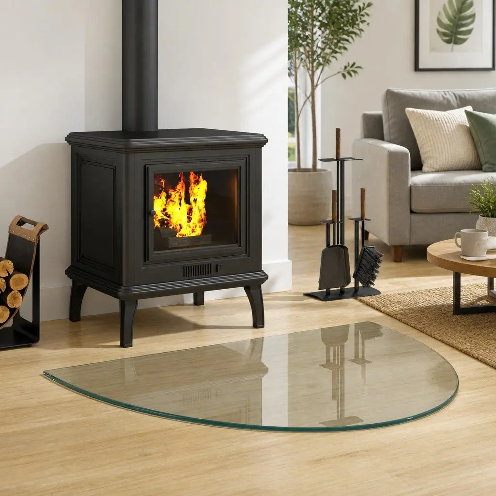 Fireplace Hearth Pad Tempered Glass 800x600mm Transparent