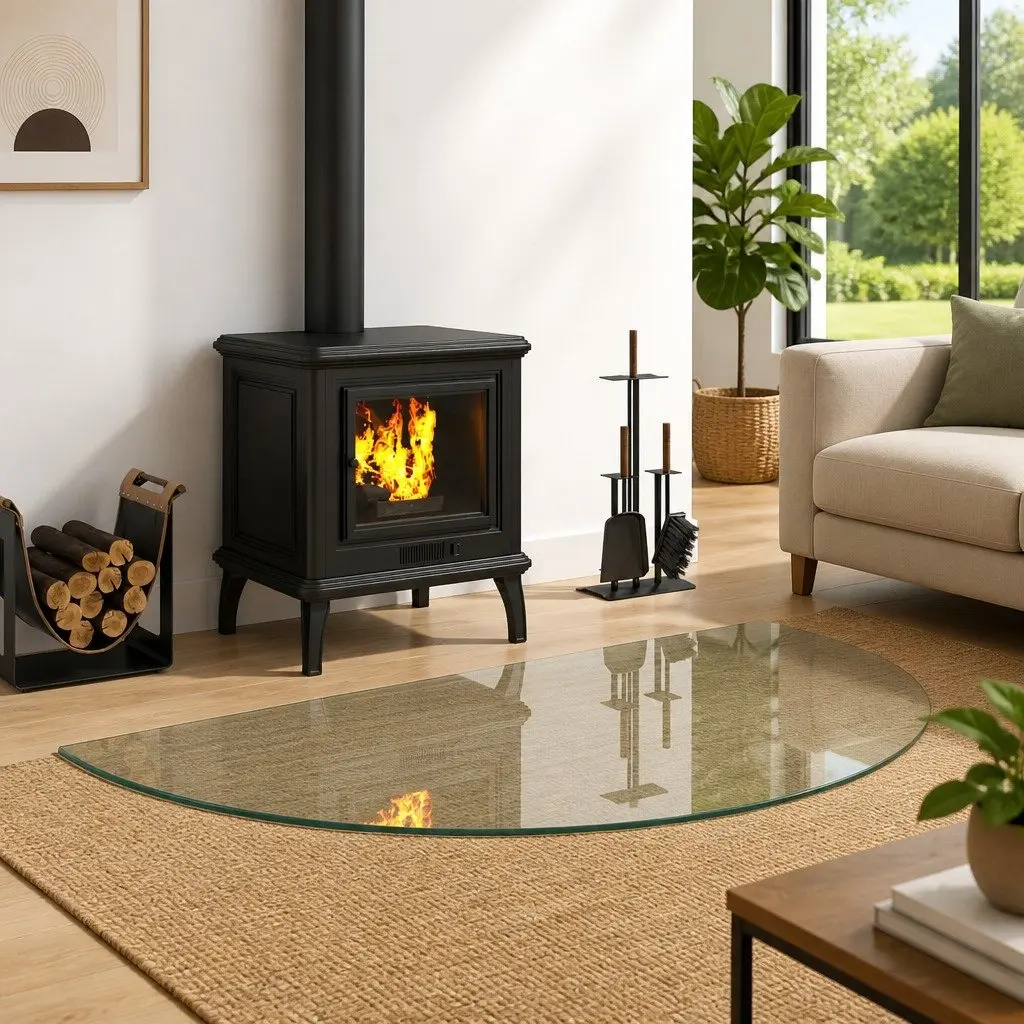 Fireplace Hearth Pad Tempered Glass 1200 x 600 mm Transparent