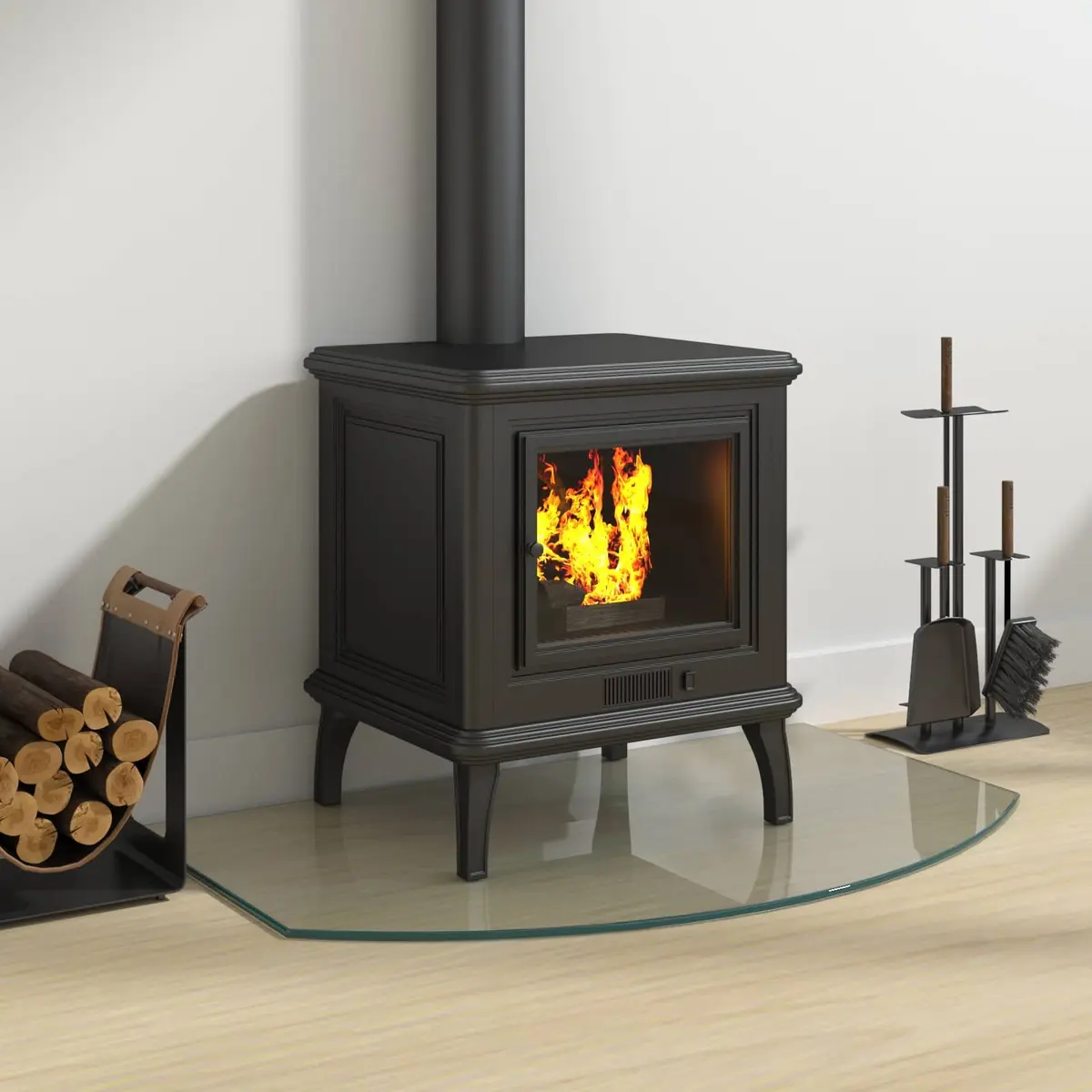 Fireplace Hearth Pad Tempered Glass 80 x 50 cm Transparent