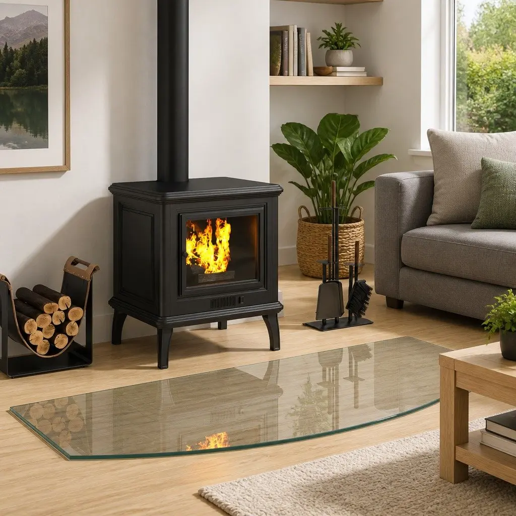 Fireplace Hearth Pad Tempered Glass 120 x 50 cm Transparent Heat Resistant