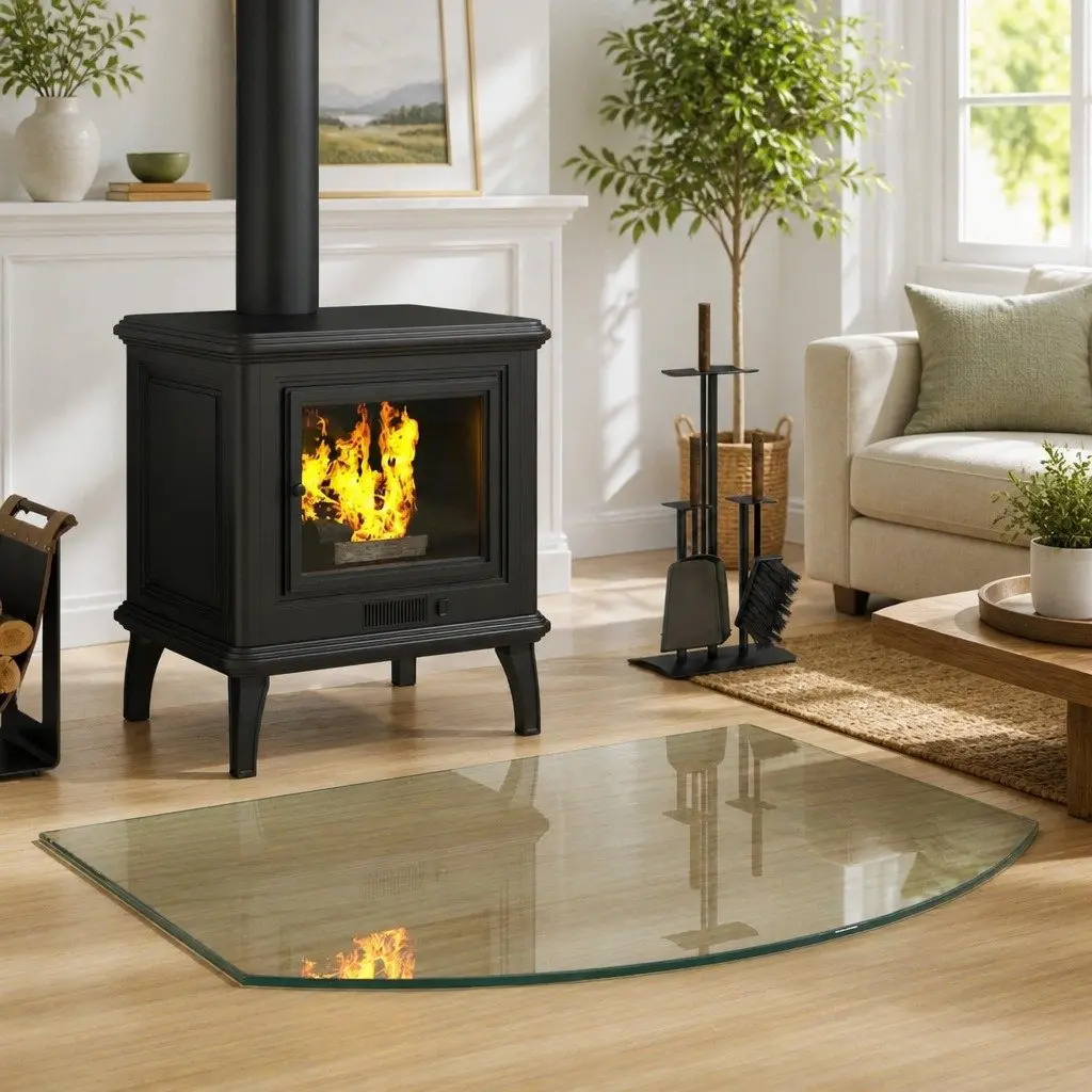 Fireplace Glass Plate Tempered Glass 80 x 60 cm Transparent