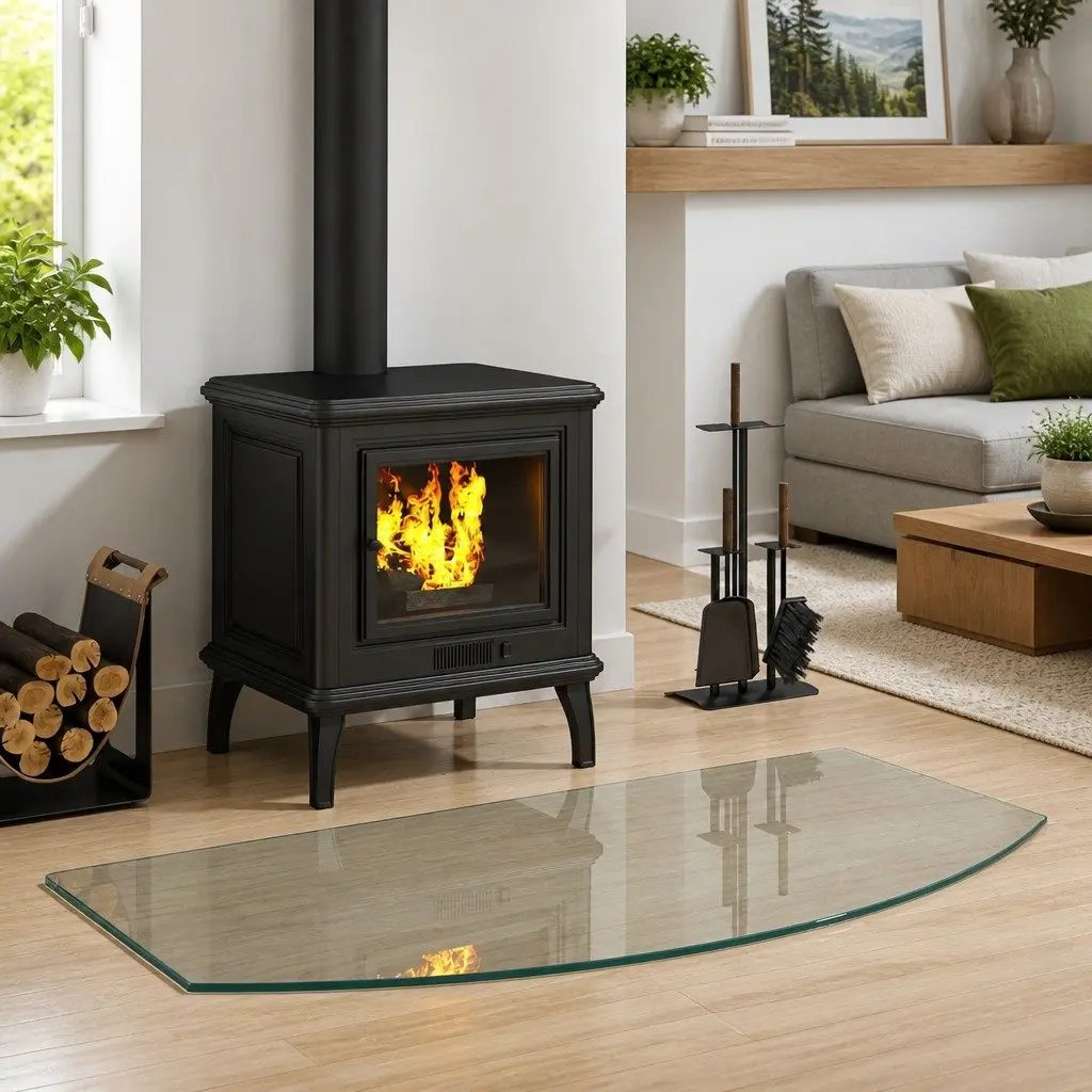 Fireplace Glass Plate Tempered Glass 100 x 50 cm Transparent