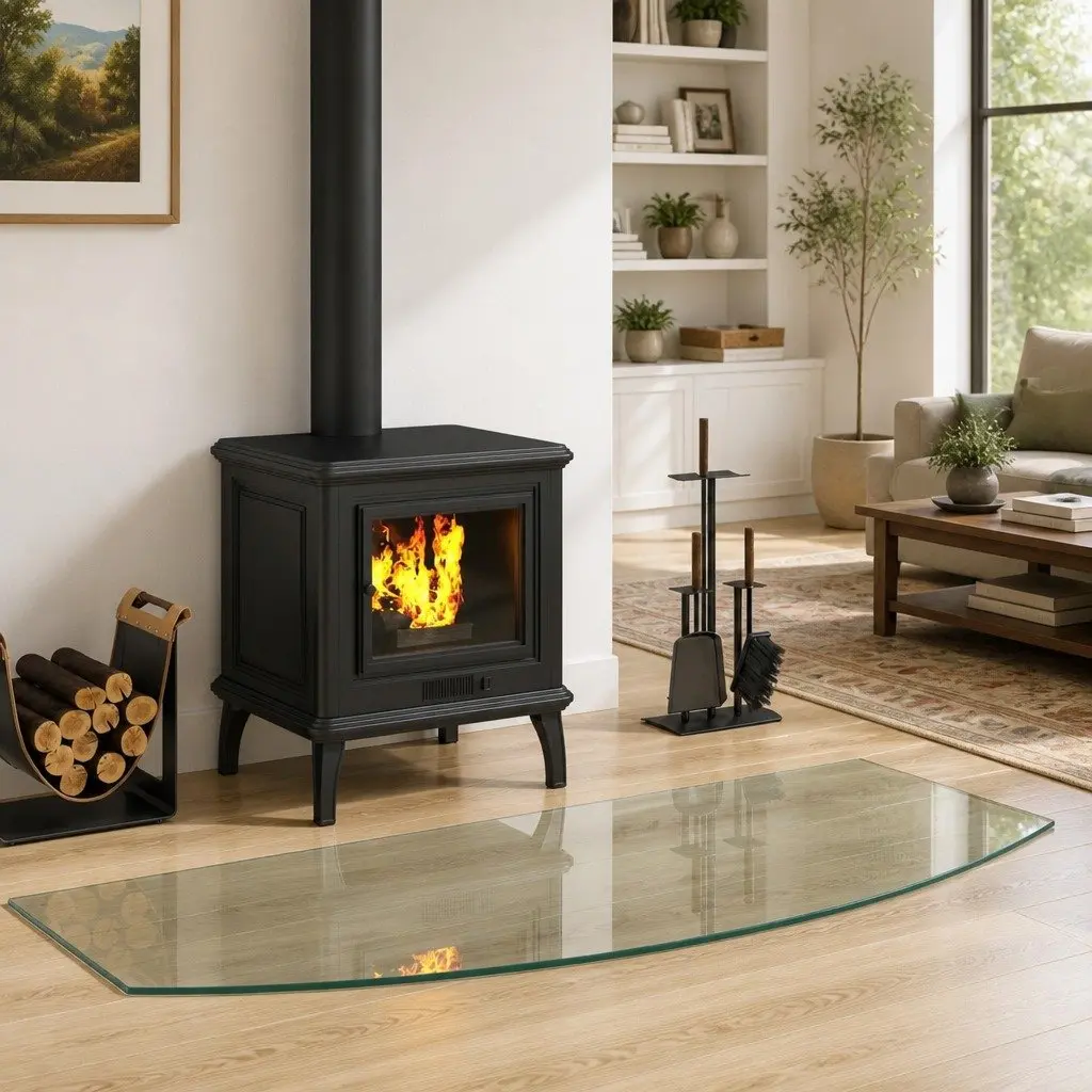 Fireplace Hearth Pad Tempered Glass 120 x 50 cm Transparent