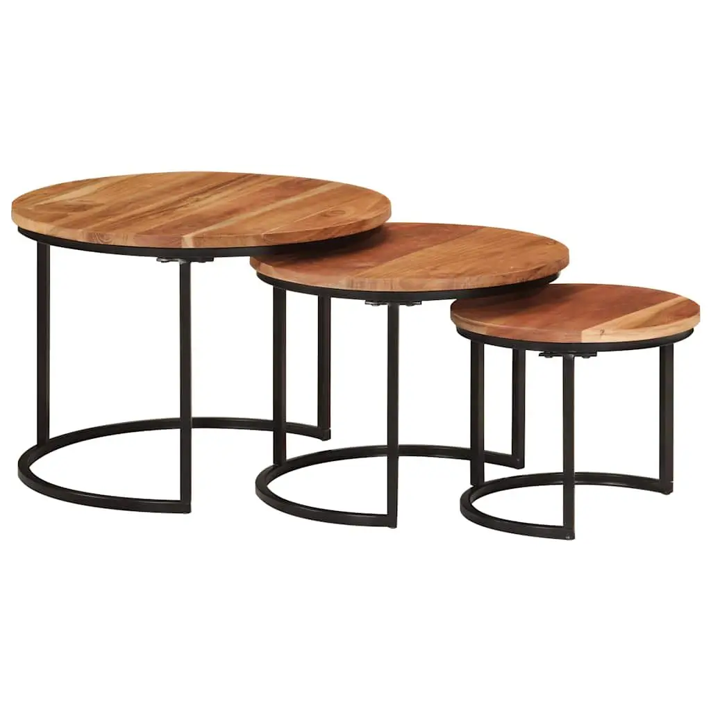 3-Piece Nesting Tables Set in Solid Acacia Wood