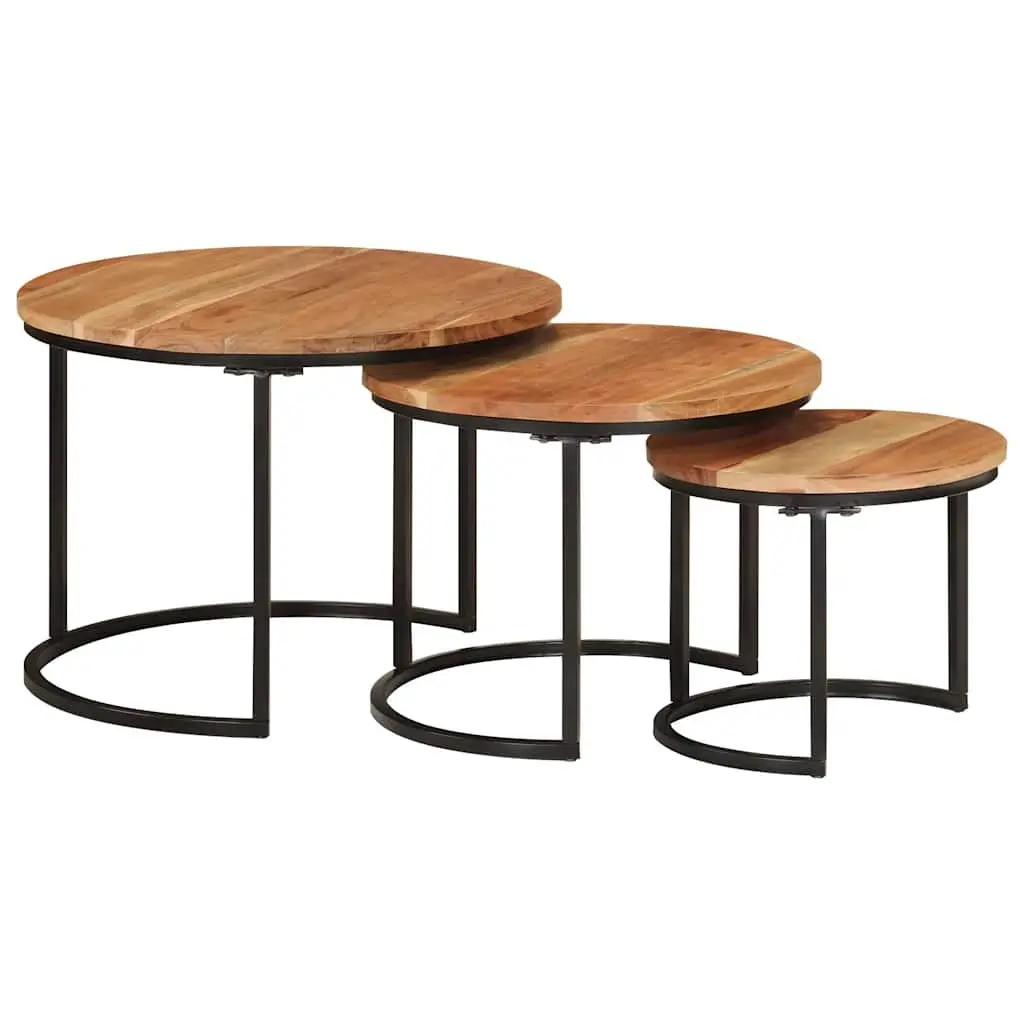 3-Piece Nesting Tables Set in Solid Acacia Wood