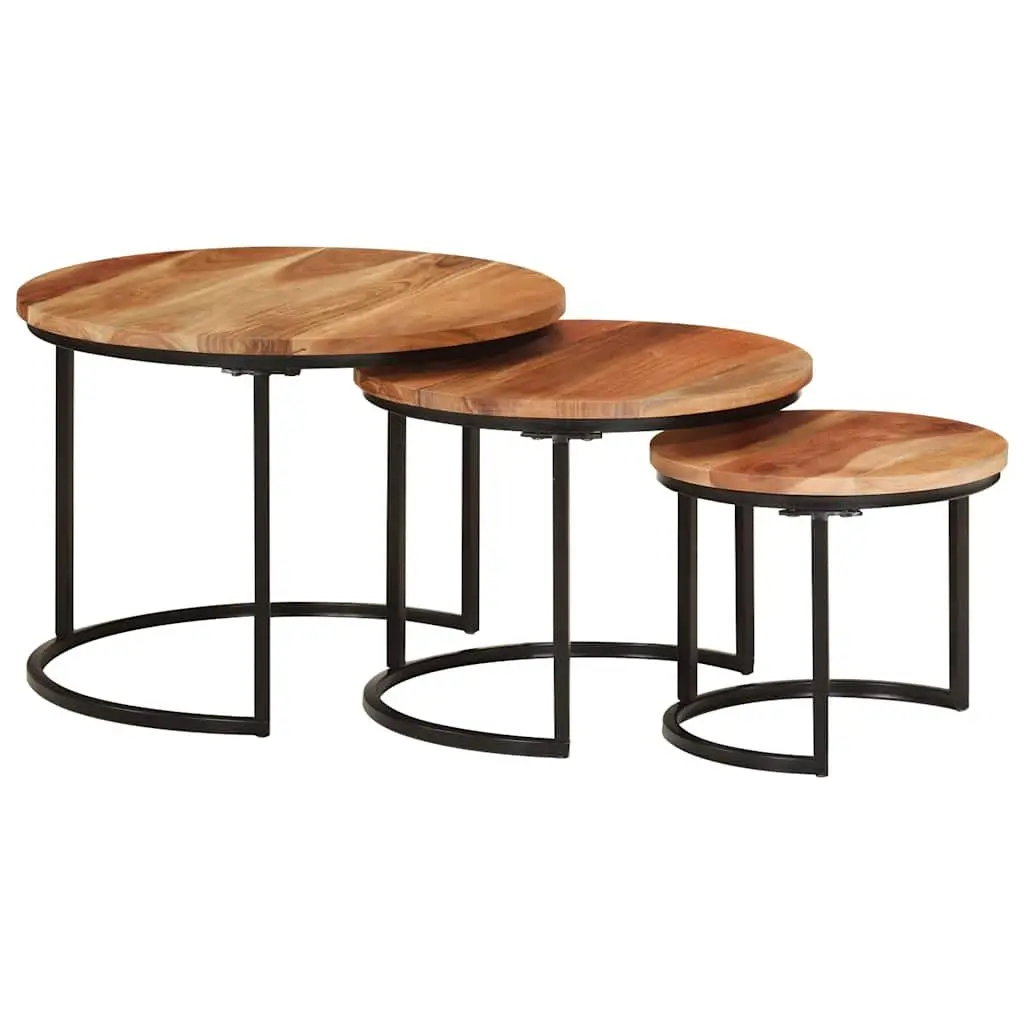 3-Piece Nesting Tables Set in Solid Acacia Wood