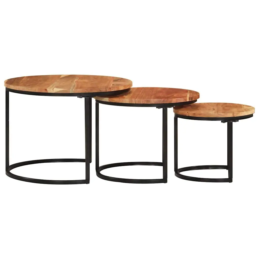 3-Piece Nesting Tables Set in Solid Acacia Wood