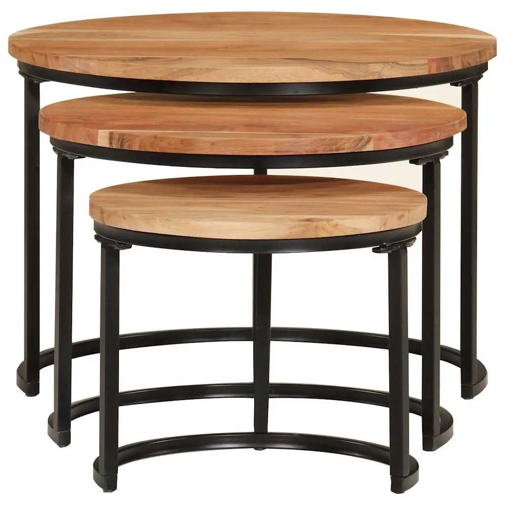 3-Piece Nesting Tables Set in Solid Acacia Wood