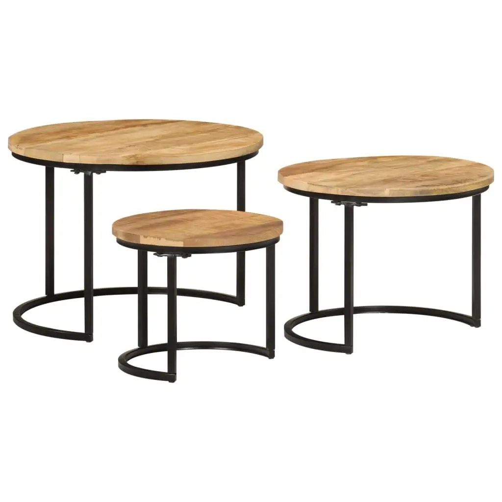 3-Piece Nesting Tables Made of Solid Mango Wood