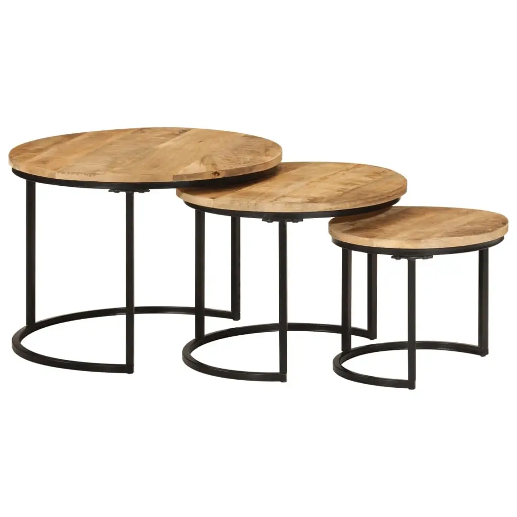 3-Piece Nesting Tables Made of Solid Mango Wood