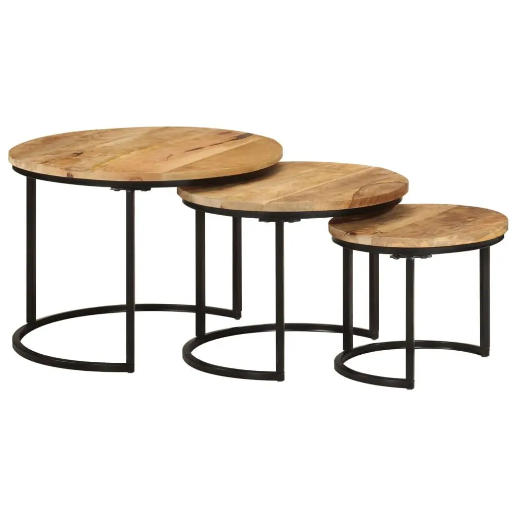 3-Piece Nesting Tables Made of Solid Mango Wood