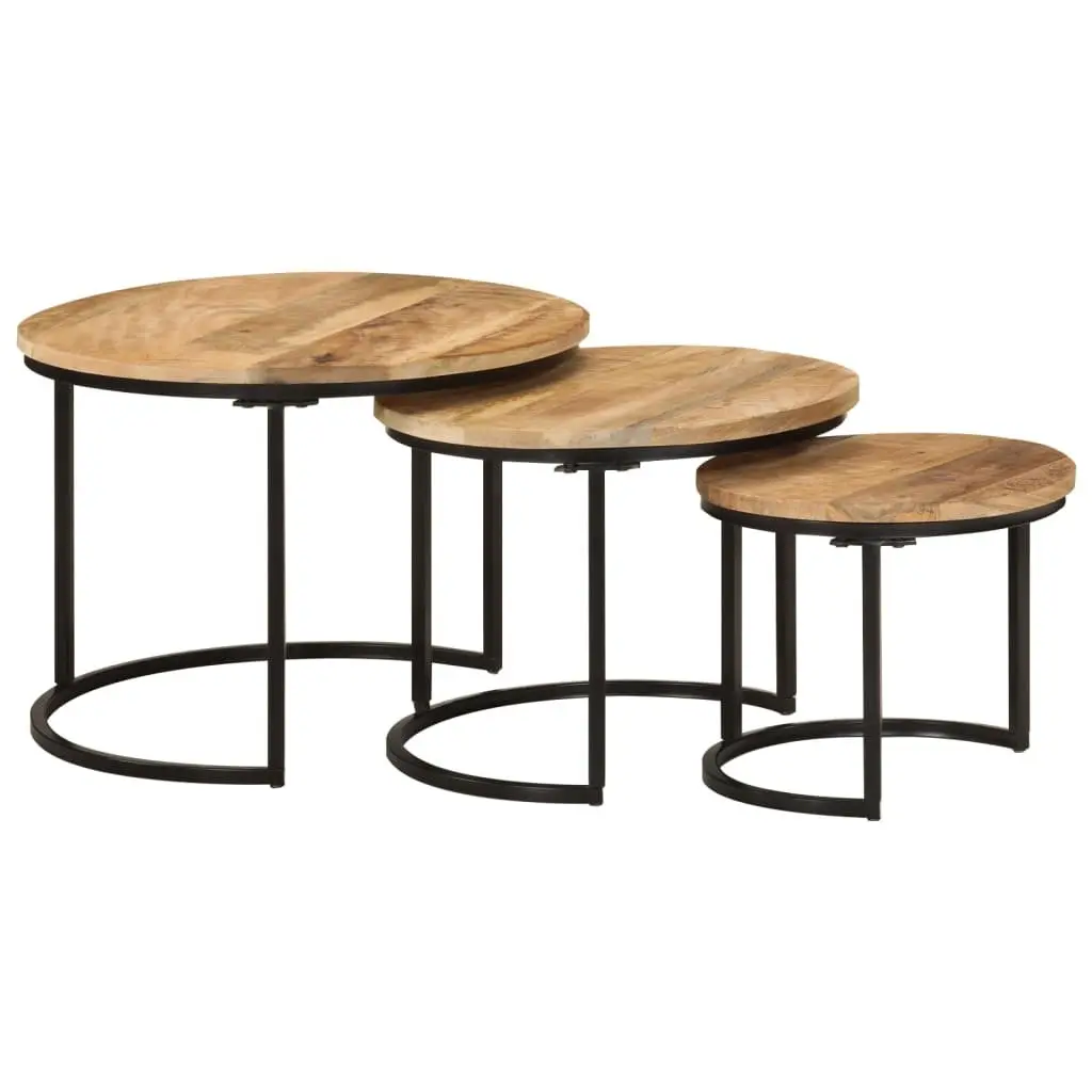 3-Piece Nesting Tables Made of Solid Mango Wood