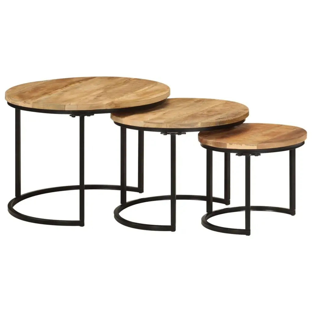 3-Piece Nesting Tables Made of Solid Mango Wood