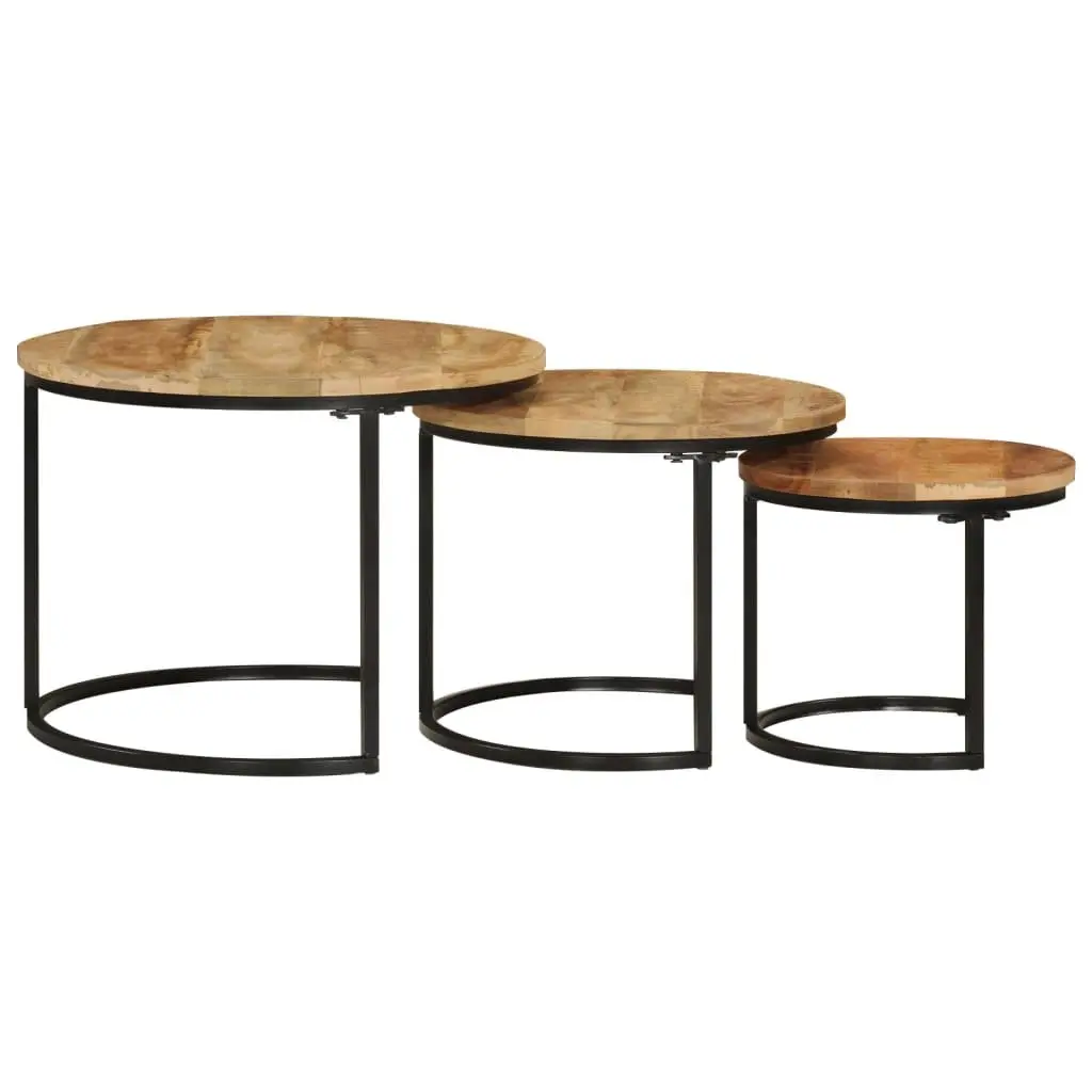 3-Piece Nesting Tables Made of Solid Mango Wood