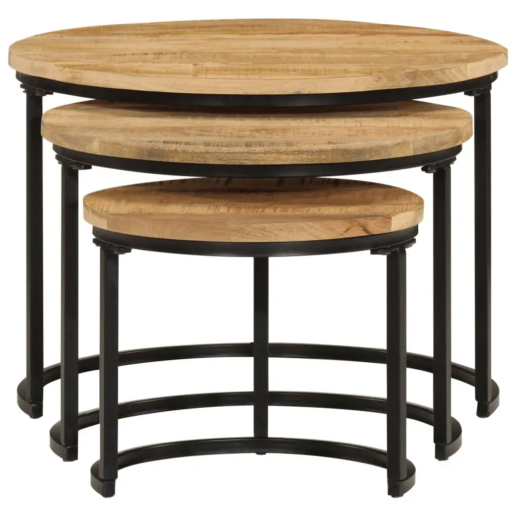 3-Piece Nesting Tables Made of Solid Mango Wood