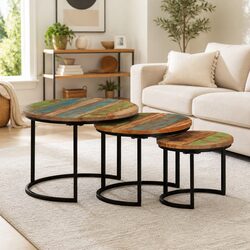Solid Reclaimed Wood Nesting Tables Set of 3
