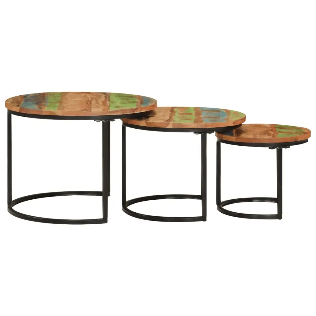 Nesting Tables 3 Piece Set Solid Reclaimed Wood Coffee Side Table Living Room